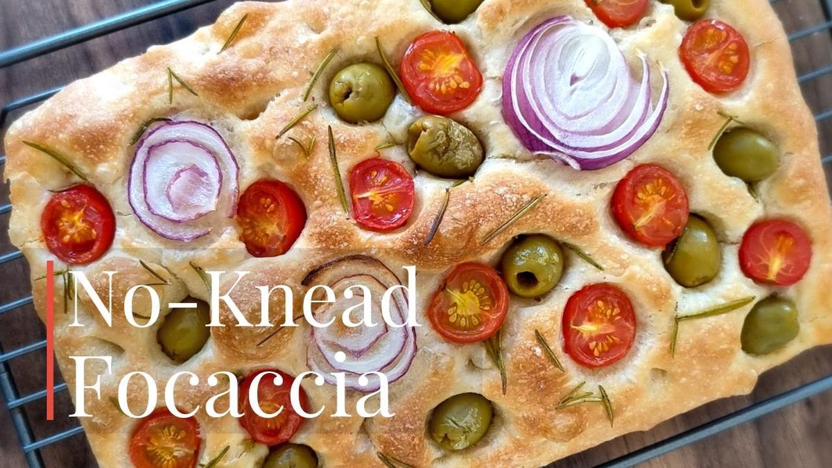 'Video thumbnail for How to make No-Knead Focaccia Bread | Easy Recipe - Great for beginners!'
