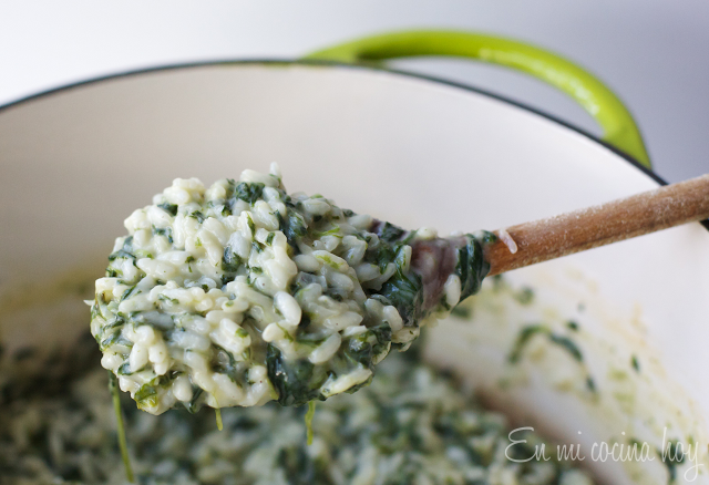 Risotto de espinacas y queso de cabra