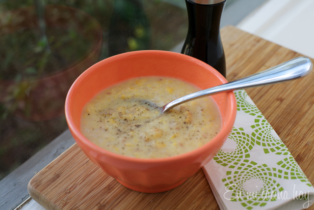 Crema de choclo con tocino