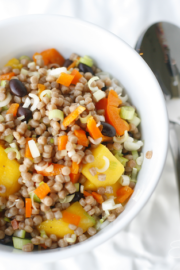 Israeli Couscous Salad with Black Beans and Mango