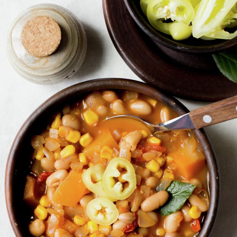 Porotos granados con pilco, receta chilena