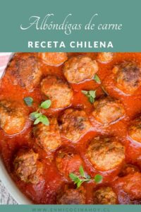 Albóndigas de carne en salsa de tomates, receta chilena, imagen para Pinterest