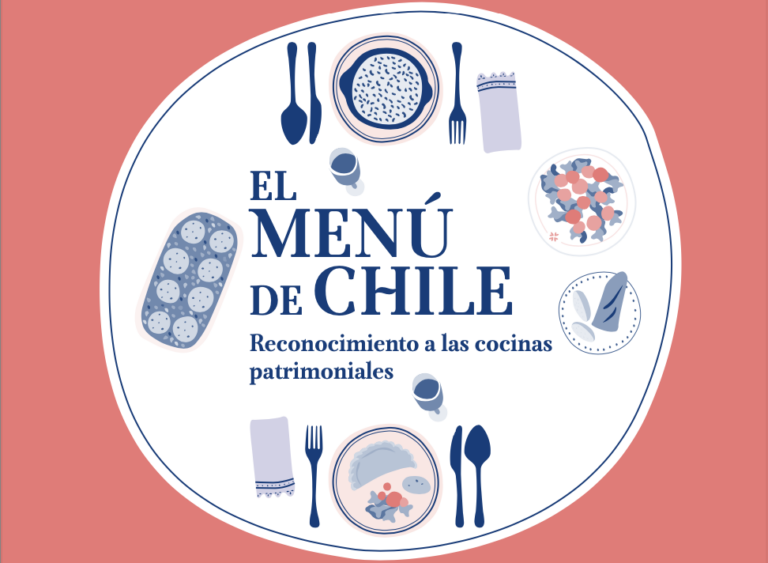 Portada el menú de Chile, colección de recetarios chilenos en línea.